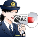 笑顔で呼びかける婦警さん