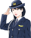 敬礼する婦警さん　ラインスタンプ販売中（チーム女性警察官）