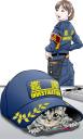 子猫と女性鑑識官　ラインスタンプ販売中（チーム女性警察官）