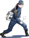 出動する女性鑑識官　ラインスタンプ販売中（チーム女性警察官）