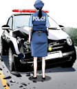 事故った婦警さん