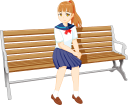 ベンチに座る女子生徒