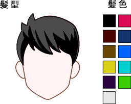 七三分けとんがり付き　髪色は11色