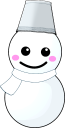 バケツをかぶった雪だるま