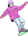 スノボーする女性