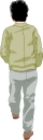 歩く後ろ姿の男性