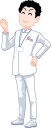 ガッツポーズの男性看護師