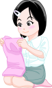 服をたたむ女の子