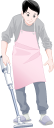 掃除機をかける男性