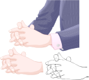 指を組む手