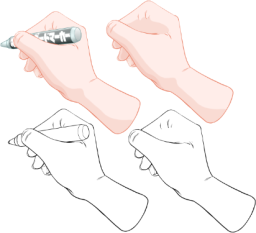 ペン有無し　色有無しの4イラストセット