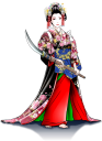 薙刀を構える遊女　ラインスタンプ　日本の美　花街