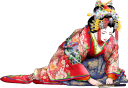 頭を下げる花魁　ラインスタンプ　日本の美　花街
