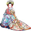 座る花魁　ラインスタンプ　日本の美　花街