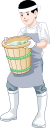 桶を持つ作業男性