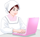 PCをする女性
