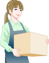 荷物を受け取る女性