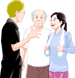 トレーニングの指導を受ける人たち