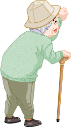 手を挙げる年配の女性