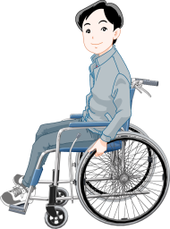 車椅子に乗った青年