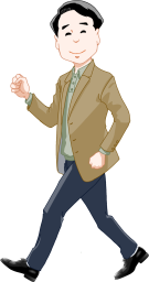 笑顔で歩く男性