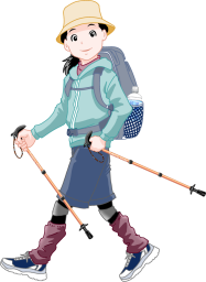 笑顔のトレッキング女性