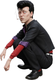 うんこ座りする昭和の不良少年