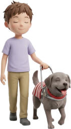 盲導犬を連れた人