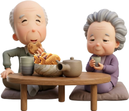 くつろぐ老夫婦