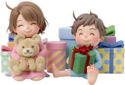 プレゼントをもらって嬉しい子供たち