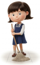 モップで掃除する女の子