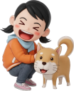 ワンコと遊ぶ女の子
