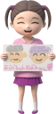 おじいちゃんおばあちゃんの絵を持つ女の子