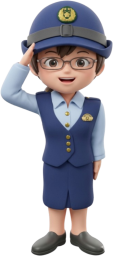 敬礼する女性警察官