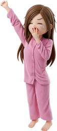 あくびをするパジャマの女性