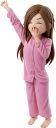 あくびをするパジャマの女性