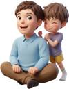 肩たたきをする親子