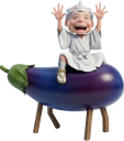 精霊牛のナスに乗ってお墓に戻るおじいちゃん
