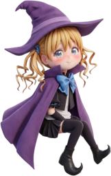 座っている魔法使いコスプレの女の子
