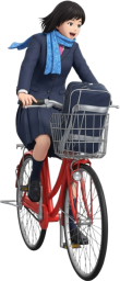 自転車で通学する女子学生