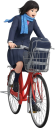 自転車で通学する女子学生