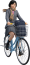 自転車で通学する女子学生
