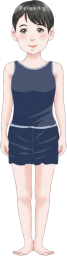 キュロットスカート水着の女性