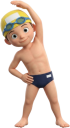 準備運動をする男子児童