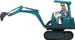女性オペレーターが乗ったパワーショベル
