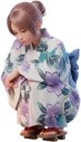 しゃがむ浴衣の女性