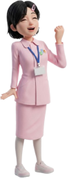 ガッツポーズの女性看護師