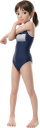 準備運動をするスクール水着の女の子