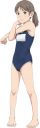 準備運動をするスクール水着の女の子