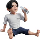 水分補給する少年